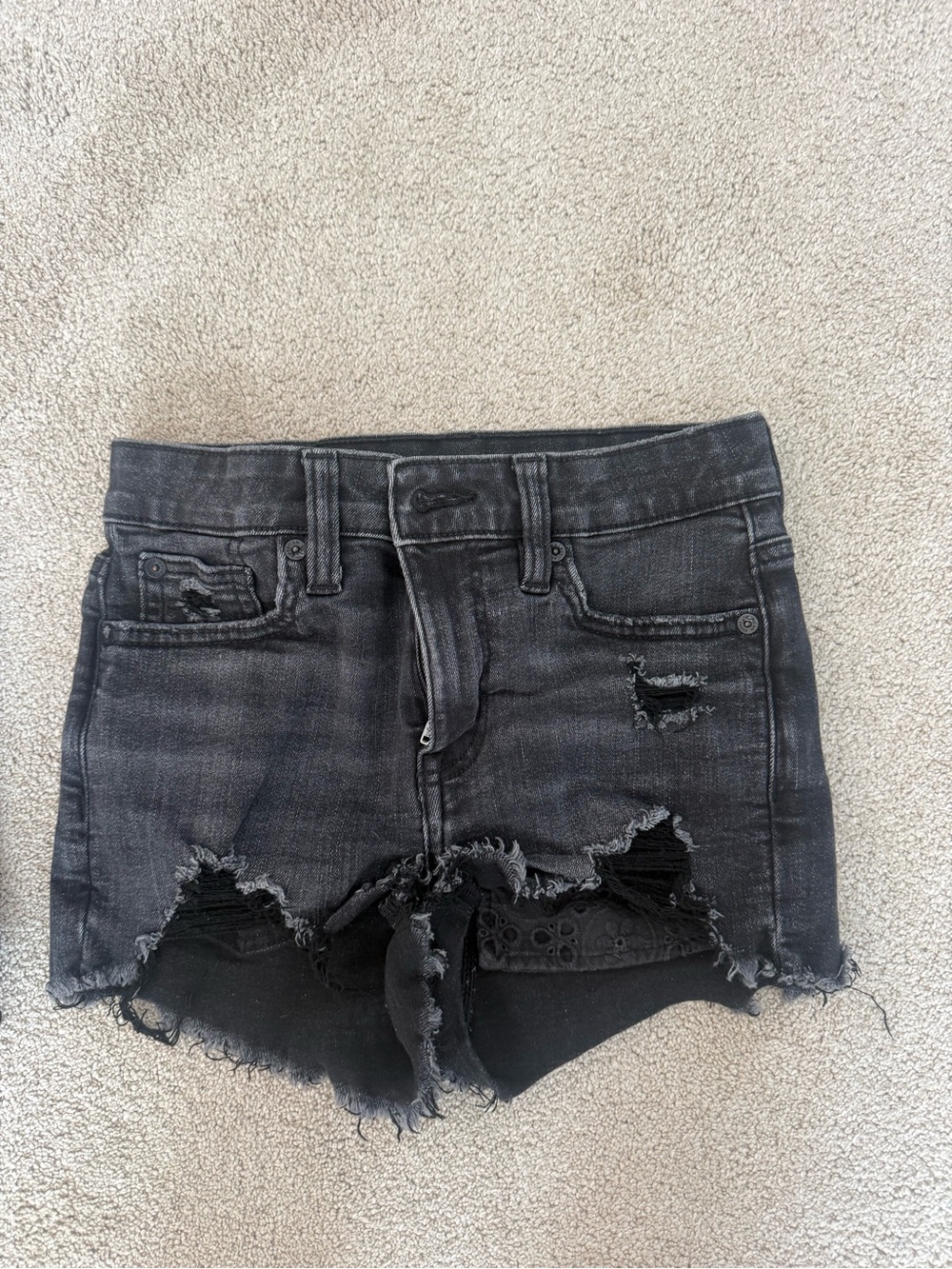 American Eagle Outfitters Black Distressed Jean Cutoff Shorts